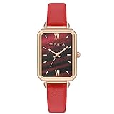 BigBigHundred Damenuhren Fashion Square Dial Damen Quarzuhr Armband Set Mesh Damen Allgleiches Uhren Geschenke - Rot 270