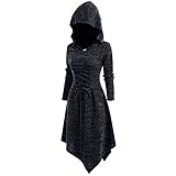 SHIZUANYUE Gothic Kleidung Damen Kleid Punk Steampunk Minikleid Schnürung Party Vintage T-Shirtkleid Karneval Halloween Cosplay Ballkleid Mit Kapuze Mittelalterliche Kleid Retro Alternative Bekleidung