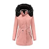 YIWULA Winterjacke Damen Lang Mantel Herbst Parka Winter Jacke Warm mit Fellkapuze Outdoorjacke Baumwolle Winterjacken Warm GefüTterte Windbreakers Dickere Hardshelljack