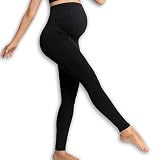 Carriwell unterstützende Schwangerschafts-Leggings, Bequeme Umstandshose mit Unterbaucheinsatz, lindert Rückenschmerzen in der Schwangerschaft, atmungsaktiv, in Schwarz, Größe: S
