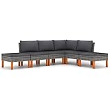 vidaXL Gartenmöbel 6-TLG. mit Kissen Sofa Lounge Sitzgruppe Garten Garnitur Gartenset Mittelsofa Ecksofa Gartensofa Poly Rattan G