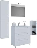 PKline Schubo Bad Möbel Set Waschbecken Unterschrank Wandspiegel Badezimmer W