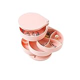 Happin 4 Schichten Schmuck Organizer 360° Drehbare Schmuckschatulle für Ohrringe, Ringe, Halsketten, Armbänder, Haarseil, Geschenk für Mädchen Mutter Frauen (Rot)