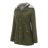 Damen Wintermantal Parka PlüSchmantel ÜBergangsmantel Lang Warm Jacke Winterjacke Mit Kapuze Winter Frauen GefüTtert Kurz Outdoor-Jacke Windproof Regenmantel Fleecejacke Winterjacken ÜBergangsjack