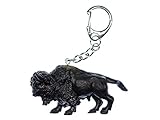 Miniblings Büffel Schlüsselanhänger - Handmade Modeschmuck I Rind Rinder Bison Herdentier schwarz - Schlüsselring Anhäng