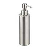 Relaxdays Seifenspender, nachfüllbar, Bad, WC, Küche, Pump Flüssigseifenspender, gebürsteter Edelstahl, 300 ml, Silber, 1 Stück