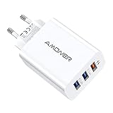 Amoner USB Ladegerät USB Stecker 33W Ladestation Ladeadapter 3 Port 33W Netzteile für iPhone13,12，13pro,Tablette,Samsung, Galaxy, Huawei usw. (Reines Weiß)