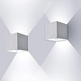 ENCOFT 2 Stück LED Wandleuchte 12W Aussen Innen Weiß IP67 Wasserdichte 6000K Wandlampe Außenleuchte Wandbeleuchtung Weiß mit Einstellbar Abstrahlwinkel (Kaltweiß)