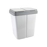 Ribelli Zweimer Duo Müllbehälter mit Deckel Kunststoff Mülleimer für die Küche geruchsdichter Abfalleimer Mülltrennsystem 2 x ca. 25 Liter - Farbe: G
