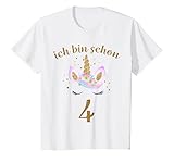 Kinder ich bin schon 4 Geburtstagsshirt Einhorn 4 Jahre Mädchen T-S