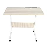 Höhenverstellbar Laptoptisch Computertisch mit Handy-Tablet-PC-Schlitz 80.2 * 40cm PC Tisch Sofatisch Pflegetisch Beistelltisch mit Rollen, Stehend, Tisch Frühstück Tablett für Bett S