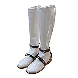 Kniehohe Stiefel für Frauen Herbst Winter Chunky Heel Reißverschluss Pu-Leder Mode Schnalle Square Toe Oberschenkel hohe S