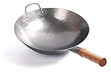 ZHANGZHI Wok Pan,1,8 mm Dicke Chinesische traditionelle Hand Hammere Pan Eisen Wok Uncoated Carbon Steel Non-Stick Topf Runde Kochgeschirr (Sheet Size : 34cm)