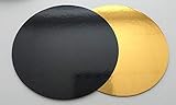 10 Stk. Cake Board Ø 30 cm Cake Drum 3 MM beschichtet Kuchenplatte Tortenplatte Cakeboard Tortenunterlage Fondant GOLD/SCHWARZ RUND