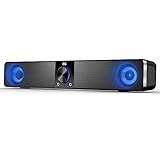 PC Lautsprecher, USB Computer Lautsprecher 10W 2.0 Stereo Lautsprecheranlage, Variable LED-Beleuchtung mit Sieben Farben, geeignet für PC, Notebooks, Smartphones, Computer, Laptop, Tab