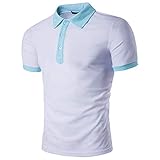 T-Shirt Herren Basic Slim Fit Knopfleiste Herren Poloshirt Herren Atmungsaktiv Kurzarm Funktionsshirt Golf Outdoor Sport Legere Geschäftskleidung Herren Sportshirt D-White XL