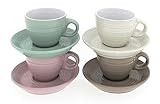 MC-Trend 4er Set Espressotassen aus Porzellan einfarbig in 4 edlen Farben Tasse Becher Espresso Kaffee Bistro Gastro Event Kü