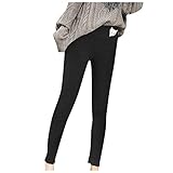 Voberry Damen Thermoleggings Gefüttert Dicke Kaschmir Strumpfhosen Elastische Thermoleggings High-Waist with-Fleece-Winter Warme Leggings Jogginghose Strumpfleggings T