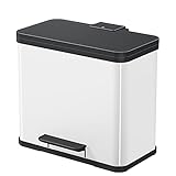 Hailo Eco duo L | Mülltrenner 2 x 14 Liter | 28 Liter | Soft Close Deckel | 2-in-1 Treteimer mit 2 Inneneimern aus Kunststoff | Mülleimer mit Pedal rechteckig | Made in Germany | Stahlblech | weiß