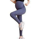YiZYiF Damen Umstandsleggins Stretch Schwangerschafts-Leggings mit Weichem Bauchunterstützung Sport Freizeit Umstandshose für Schwanger Dunkelblau B XXL