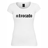 Damen T-Shirt #Avocado Größe S Farbe Weiss Druck schw