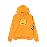 Smiley House Hoodie Smiley Print Bieber Couple Sweater Fashion Hip Hop Baumwolle Pullover, gelb, M
