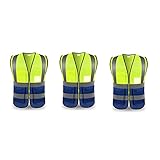 Kreativ Warnweste Multifunktionale Taschen High Visibility Warnweste Unisex Nacht Bauverkehr Patrol Warnweste Geschenk (Color : Blue Yellow, Größe : 3pack)