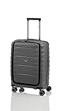 TITAN 4-Rad Bordtrolley mit Vortasche, Handgepäck erfüllt IATA-Bordgepäckmaß, Gepäck Serie HIGHLIGHT: Leichte Hartschalen Trolleys im Carbon Look, 842409-04, 55 cm, 42 Liter, anthracite (grau)