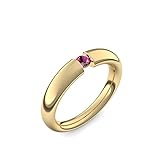 Spannringe Gold Ring Rubin 585 + inkl. Luxusetui + Rubin Ring Gold Rubinring Gold (Gelbgold 585) - Tension Amoonic Schmuck Größe 54 (17.2) AM25 GG585RUFA54