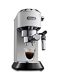 De'Longhi Dedica Style EC 685.W Espresso Siebträgermaschine, Espressomaschine mit Professioneller Milchschaumdüse, nur 15 cm breit, 1 Liter Wassertank, Vollmetallgehäuse, E.S.E Pads geeignet, Weiß