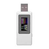 Weiß/Schwarz Strom-Spannungs-Batterie-Timing-Messgerät Kleiner USB-Ladegerät-Tester für Ladegeräte(Weiß)