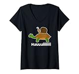 Damen Huuuiiii! Schnecke Reitet Schildkröte - Langsam Faul Alkohol T-Shirt mit V