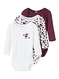 NAME IT Baby Baby-Mädchen NBFBODY 3P LS Prune Purple NOOS Body, 86