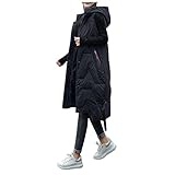 Weste Damen Lang Daunenweste Damen Lang Wintermantel Vest mit Kapuze Weste Mantel Ärmellose Warmer Daunenmantel mit Taschen Steppweste Damen Daunenjacke Steppjacke Outdoor Outwear Winterjacke XL