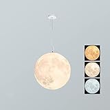 YUNZI 3D-Druck Mond Pendelleuchten - Universe Planet Decke Nachtlampe Kreative Laterne Restaurant Bar Startseite Kinderzimmer LED Hängebeleuchtung,Weiß,30