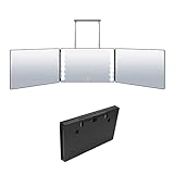 Hosuho Einstellbare Trifold-Spiegel mit Beleuchtung,360-Grad-Spiegel,3-Wege-Kosmetikspiegel für Self-Haar-Schneiden & Styling und Färbung,H