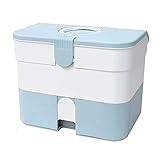 Erste hilfe set Erste-Hilfe-Kit, Container mit Griff und abnehmbarer Tablett, Fallaufbewahrungsbox, Familien-Erste-Hilfe-Medizin (Color : Blue)