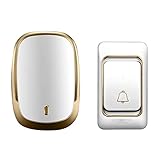 Drahtlose Türklingel wasserdichte Batterieknopf 300m Range Smart Digital Home Türglocke 36 Glockenspiele 4 Volumen US EU UK. Stecker (Color : Gold)