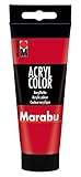 Marabu 12010050031 - Acryl Color kirschrot 100 ml, cremige Acrylfarbe auf Wasserbasis, schnell trocknend, lichtecht, wasserfest, zum Auftragen mit Pinsel und Schwamm auf Leinwand, Papier und H