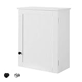 SoBuy BZR19-W Hängeschrank mit Einer Tür Wandschrank Badhängeschrank Küchenschrank Medizinschrank Badmöbel Weiß BHT ca: 40x52x23