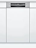 Bosch SRI4HKS53E Serie 4 Geschirrspüler Teilintegriert, 45 cm breit, Besteckkorb, Silence Programm besonders leise, Extra Trocknen auf Knopfdruck, IntensivZone mit starkem Spüldruck