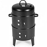 FEANG Grill Metall 3 in 1 BBQ Grill Räumen Raucher Dampfmaschine Grill Tragbare Outdoor Camping Holzkohleofen Für Kochwerkzeuge Zubehör Grillwerkzeug