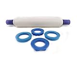 TUPPERWARE Backen Profi-Teigrolle blau Nudelholz Back'n'Roll D06 + Ringe 31076
