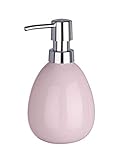 WENKO Seifenspender Polaris Pastel Rose Keramik - Flüssigseifen-Spender, Spülmittel-Spender Fassungsvermögen: 0.39 l, Keramik, 9.5 x 16 x 9 cm, R