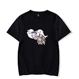 JYXSRZO Genshin Impact Hu Tao T-Shirt Kawaii Print Unisex Tops, Blackq, S