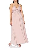 APARt märchenhaft schnes Damen Kleid lang, Abendkleid, Ballkleid, mit Blütenspitze und glitzernden Steinchen besetzt, Empire Style, rosé, 40