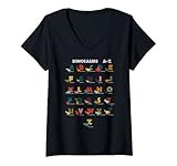 Damen Dinosaurier Alphabet Dino Identifikation Kinder zurück zu Sc T-Shirt mit V