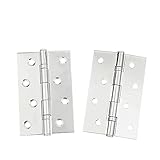 DINGMINGMING scharnier 2 stücke Türstecker Zubehör Durable Möbelscharnier 8 Befestigungslöcher Edelstahl 1,5 mm Dicke Scharnierungen (Color : Silver Door Hinge, Size : 4 inch)