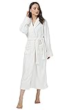 Westkun Unisex Fleece Bademantel Microfaser Morgenmantel Herren Damen Lang Premium Edler Luxury Flanell Saunamantel Flauschig Pyjama Nachtwäsche-Größenauswahl M-3XL(Weiß,L)