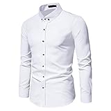 QWERD Herren Besticktes Hemd Slim Fit Freizeithemd Herren-Hemd Langarm Button Down Hemd Für Anzug, Business, Hochzeit, Freizeit Langarmhemd Männer Langarmshirts Slim Fit Stickereien Casual Dress S